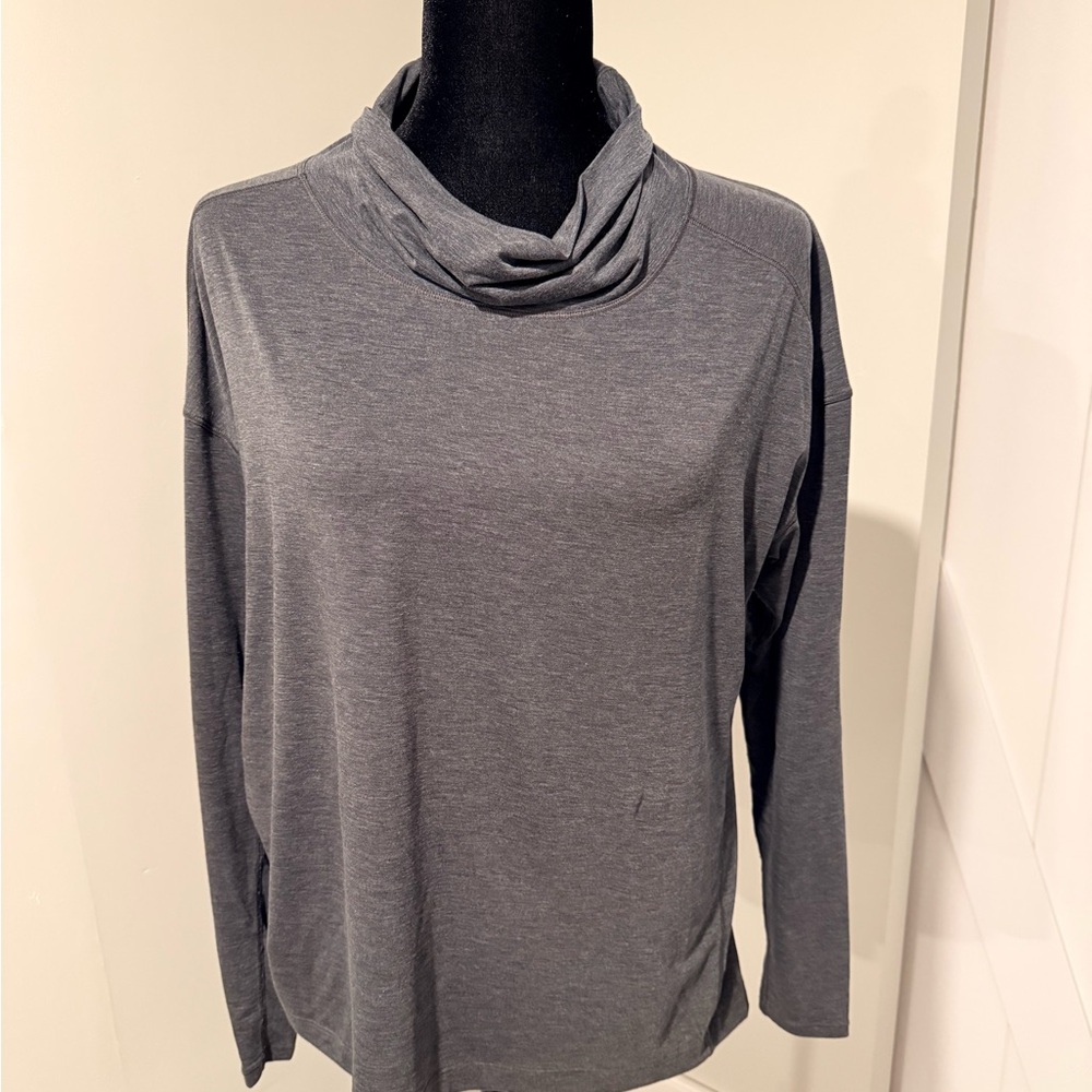 lululemon athletica Charcoal Gray Draped Cowl Neck Long Sleeve Top